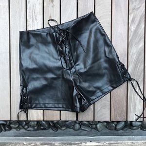 Cute lace up leather shorts